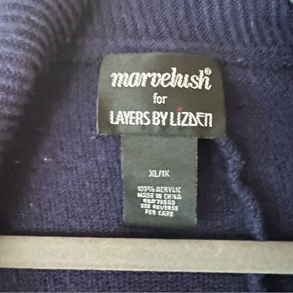 MARVELUSH for Layers by Lizden Navy Blue Ribbed Soft Batwing Cardigan Shrug - Picture 8 of 8